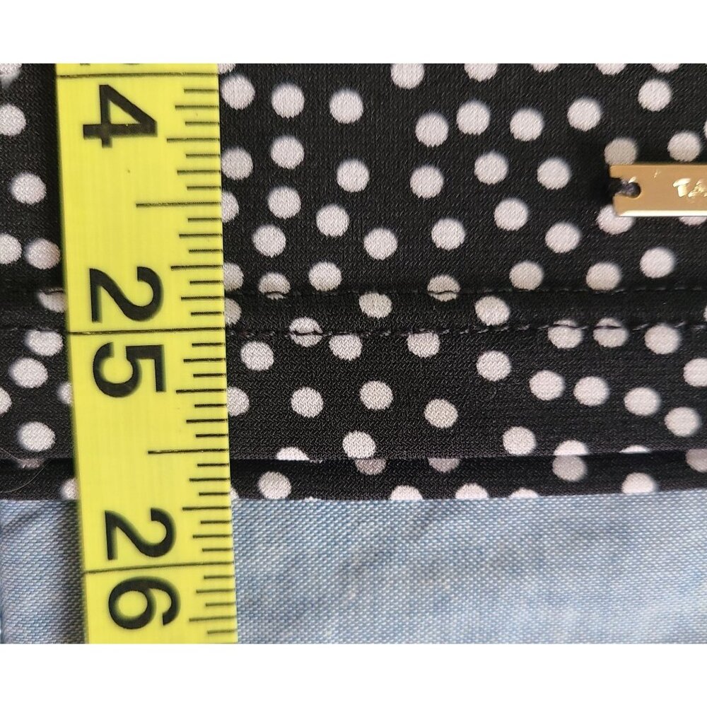 Tahari Long Sleeve Blouse Women's XL Black & White Polka Dot V-Neck Wrap Style - Picture 9 of 10